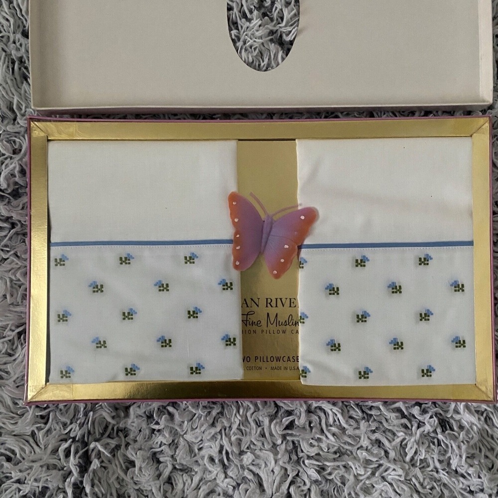 Vintage Dan River Fine Muslin Cotton Pillow Cases New- Only Top Lid Opened (NOS) - Picture 3 of 7